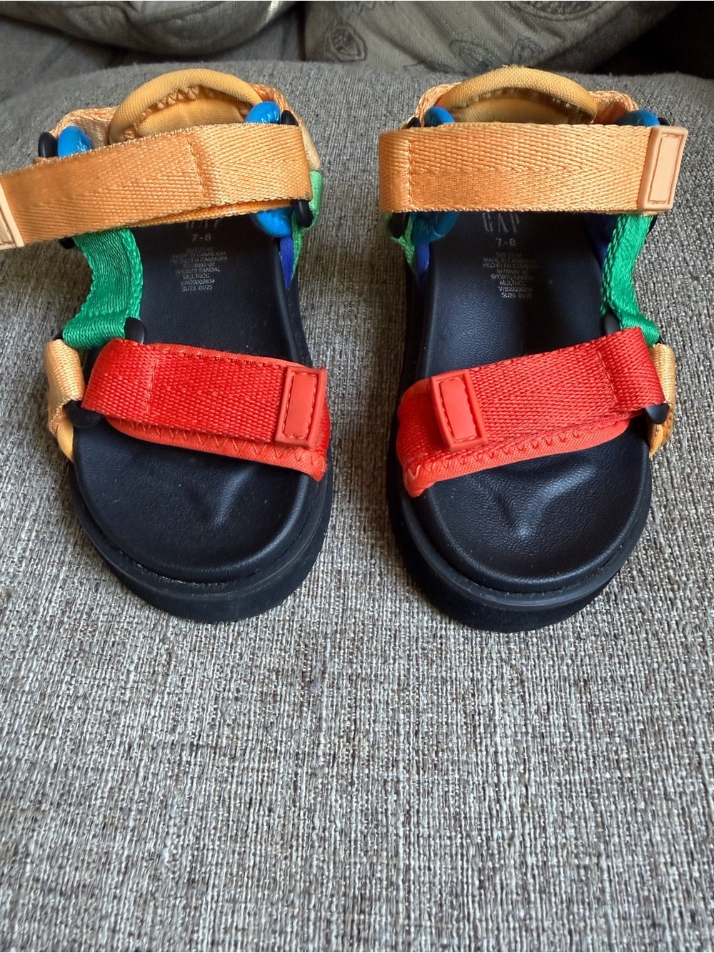 GAP Kids Multicolor Hook-and-Loop Strap Sandals - Red, Orange, Green, Blue
